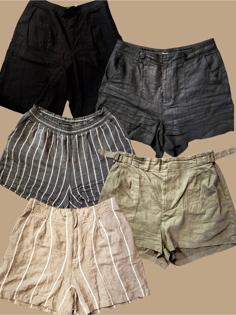 Linen Blend + 100% Linen Bundle — High Waisted Shorts (M/L)
